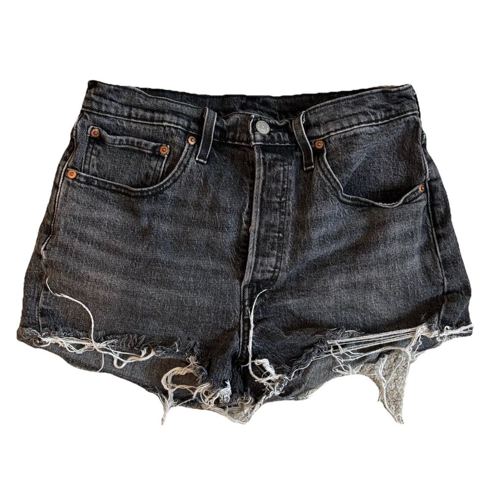 Levi Strauss 501 Gray Wash Denim Cutoff Shorts Button Fly Frayed Hem Women Sz 30